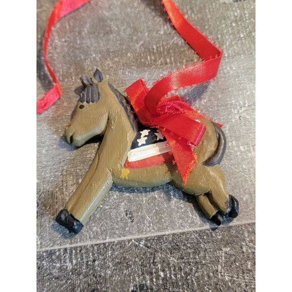 Horse American flag patriotic Xmas ornament Decor figure - Picture 2 of 4
